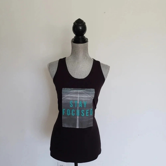 Womens Active Works Black Graphic Tank Stay Focuse - Picture 1 of 8